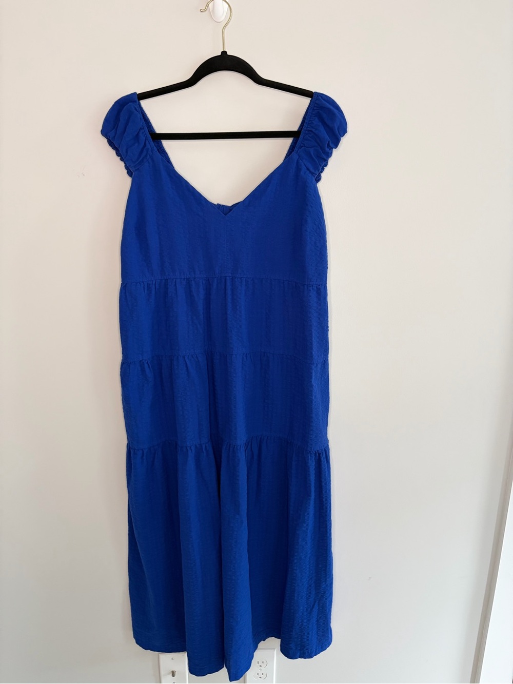 Old Navy Cobalt Blue V-Neck Tiered Midi Dress